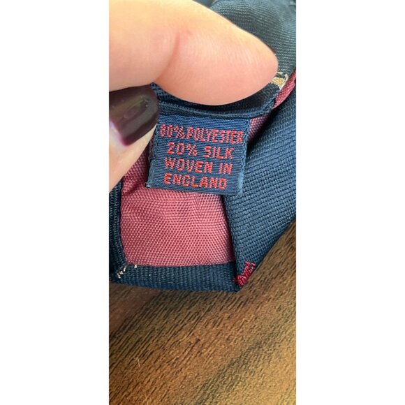 Vintage Men’s ROOSTER Tie Navy With Red Bear & Beige Dog Polyester And Silk Wove - Picture 5 of 6